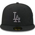 cappello-piatto-nero-aderente-59fifty-side-script-dei-los-angeles-dodgers-mlb-di-new-era