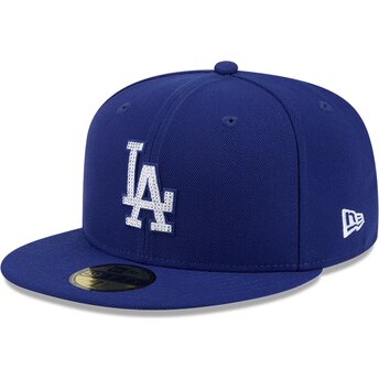 Cappello piatto blu aderente 59FIFTY Rhinstone Badge dei Los Angeles Dodgers MLB di New Era