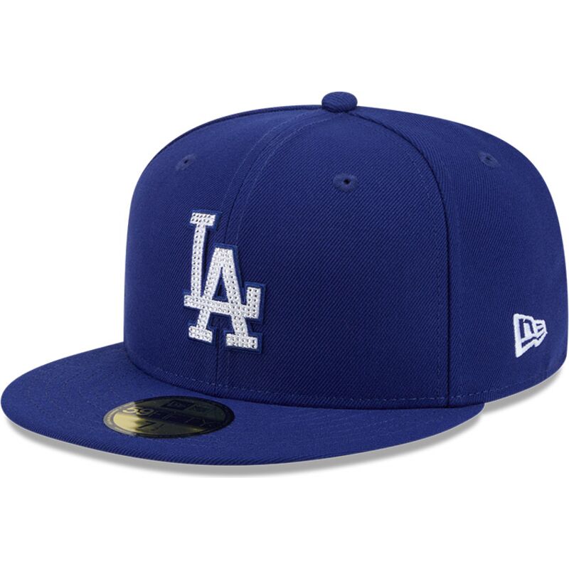 cappello-piatto-blu-aderente-59fifty-rhinstone-badge-dei-los-angeles-dodgers-mlb-di-new-era