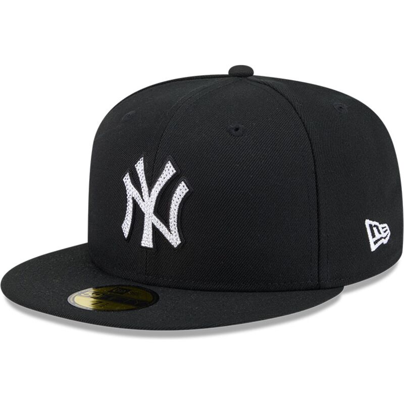 cappello-piatto-nero-aderente-59fifty-rhinestone-badge-dei-new-york-yankees-mlb-di-new-era