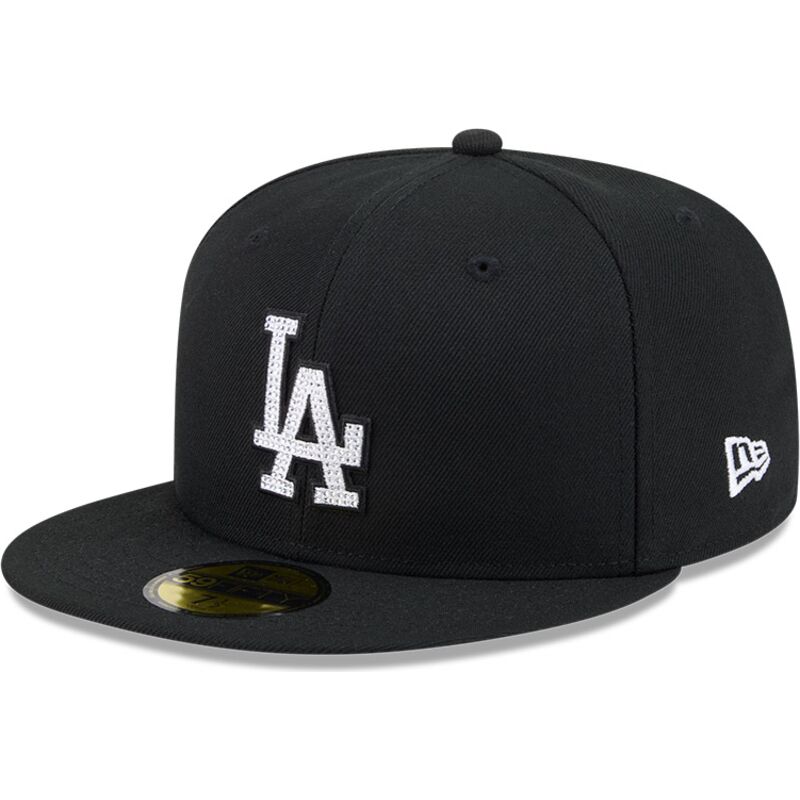 mutzen-flach-schwarz-angepasst-59fifty-rhinestone-der-los-angeles-dodgers-mlb-von-new-era