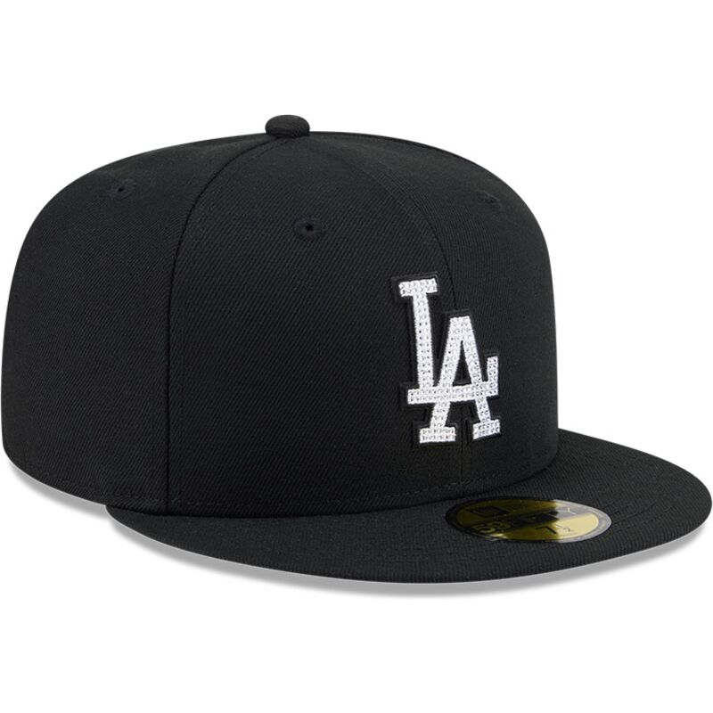 cappello-piatto-nero-aderente-59fifty-rhinestone-dei-los-angeles-dodgers-mlb-di-new-era