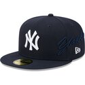 casquette-plate-bleue-marine-ajustee-59fifty-side-script-new-york-yankees-mlb-new-era