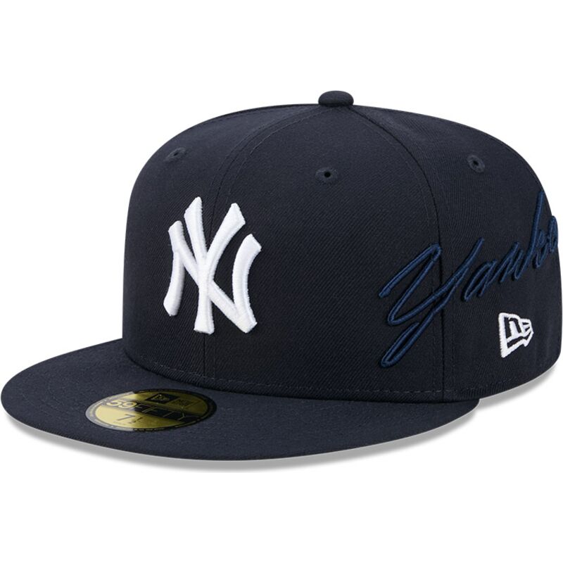 cappello-piatto-blu-marino-aderente-59fifty-side-script-dei-new-york-yankees-mlb-di-new-era