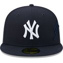 mutzen-flach-marineblau-angepasst-59fifty-side-script-der-new-york-yankees-mlb-von-new-era