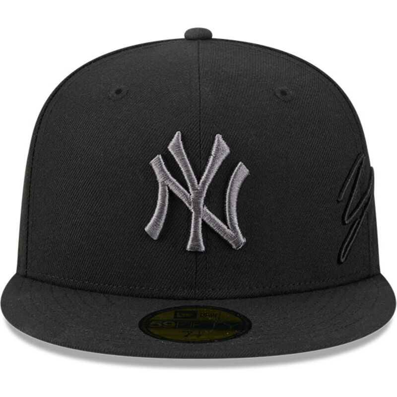 cappello-piatto-nero-aderente-59fifty-side-script-dei-new-york-yankees-mlb-di-new-era