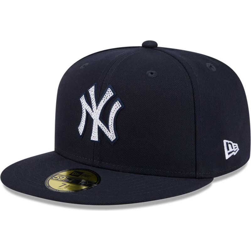 cappello-piatto-blu-marino-aderente-59fifty-rhinestone-badge-dei-new-york-yankees-mlb-di-new-era cappello-piatto-blu-marino-aderente-59fifty-rhinestone-badge-dei-new-york-yankees-mlb-di-new-era