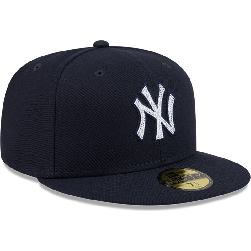 cappello-piatto-blu-marino-aderente-59fifty-rhinestone-badge-dei-new-york-yankees-mlb-di-new-era cappello-piatto-blu-marino-aderente-59fifty-rhinestone-badge-dei-new-york-yankees-mlb-di-new-era