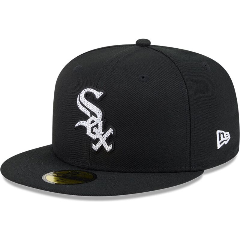 mutzen-flach-schwarz-angepasst-59fifty-rhinestone-badge-der-chicago-white-sox-mlb-von-new-era