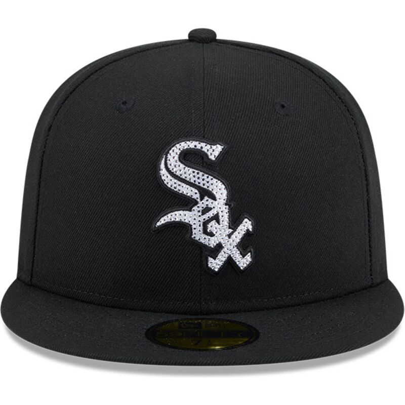cappello-piatto-nero-aderente-59fifty-rhinestone-badge-dei-chicago-white-sox-mlb-di-new-era