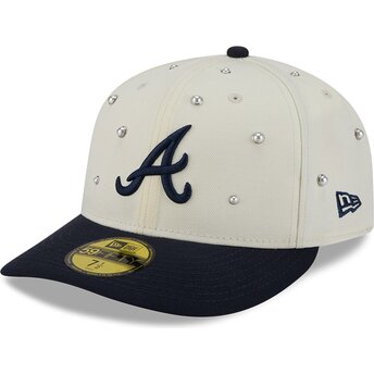 Cappello curvo beige aderente 59FIFTY Beads NA Lifestyle F1 dei Atlanta Braves MLB di New Era