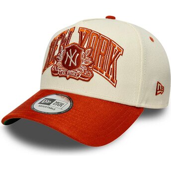 Casquette courbée beige et marron snapback E Frame Wordmark Suede New York Yankees MLB New Era