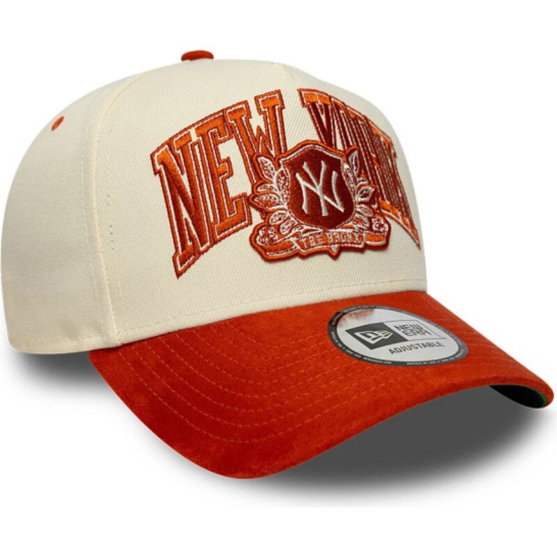 cappello-curvo-beige-snapback-e-frame-wordmark-suede-dei-new-york-yankees-mlb-di-new-era