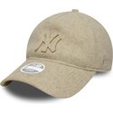 mutzen-gebogen-beige-verstellbares-band-9twenty-a-frame-melton-luxe-der-new-york-yankees-mlb-von-new-era