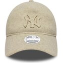 mutzen-gebogen-beige-verstellbares-band-9twenty-a-frame-melton-luxe-der-new-york-yankees-mlb-von-new-era