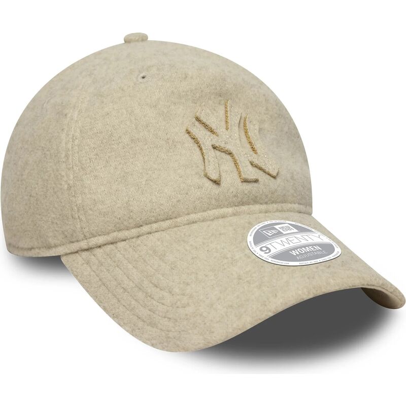 casquette-courbee-beige-ajustable-avec-logo-beige-9twenty-a-frame-melton-luxe-new-york-yankees-mlb-new-era