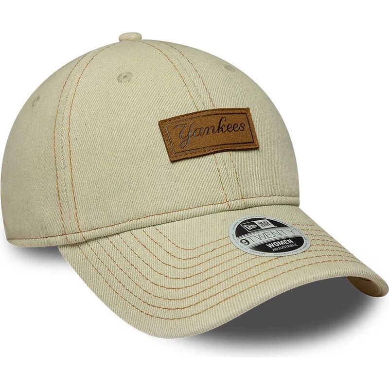 cappello-curvo-beige-cinghia-regolabile-9twenty-denim-dei-new-york-yankees-mlb-di-new-era