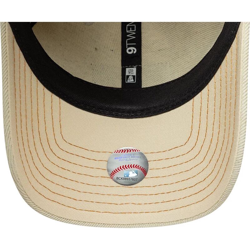 casquette-courbee-beige-ajustable-avec-logo-marron-9twenty-denim-new-york-yankees-mlb-new-era