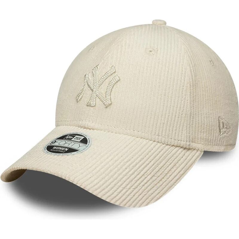 casquette-courbee-beige-ajustable-pour-femme-avec-logo-beige-9forty-cord-new-york-yankees-mlb-new-era