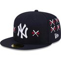 cappello-piatto-blu-marino-aderente-59fifty-spike-lee-crossed-bats-dei-new-york-yankees-mlb-di-new-era
