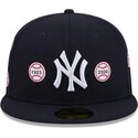 mutzen-flach-marineblau-angepasst-59fifty-spike-lee-patches-der-new-york-yankees-mlb-von-new-era