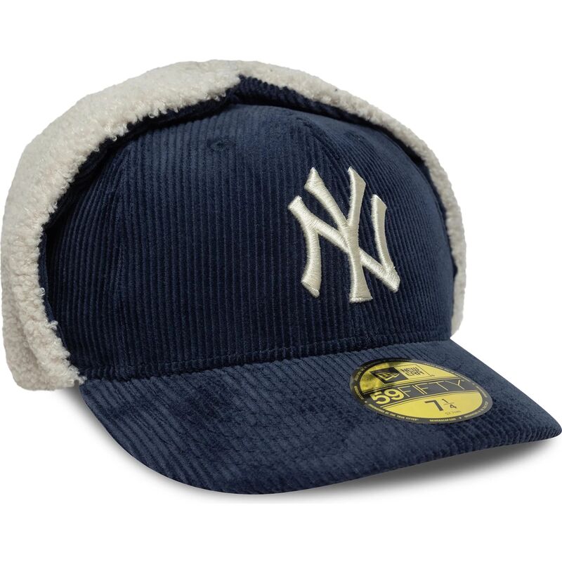 cappello-curvo-blu-marino-aderente-59fifty-cord-dog-ear-dei-new-york-yankees-mlb-di-new-era