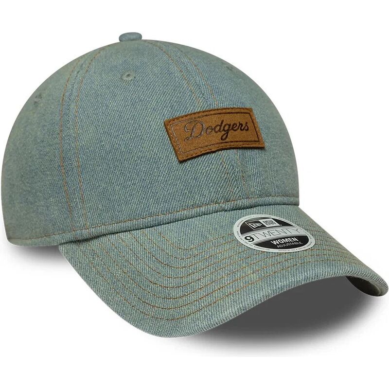 cappello-curvo-blu-cinghia-regolabile-9twenty-denim-dei-los-angeles-dodgers-mlb-di-new-era