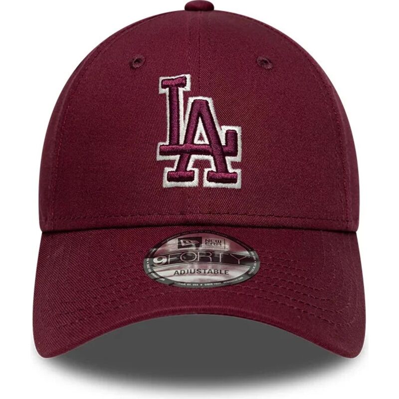 cappello-curvo-rosso-cinghia-regolabile-9forty-team-outline-dei-los-angeles-dodgers-mlb-di-new-era