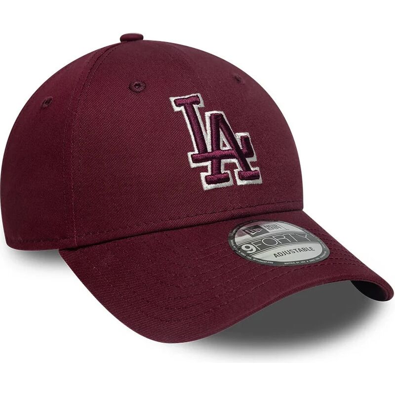 cappello-curvo-rosso-cinghia-regolabile-9forty-team-outline-dei-los-angeles-dodgers-mlb-di-new-era