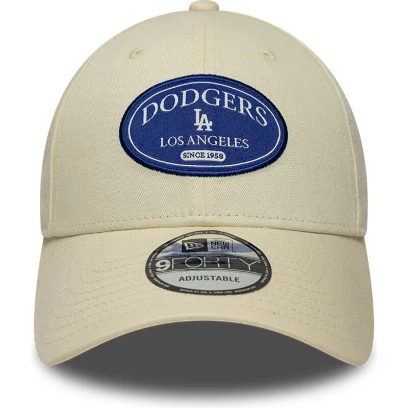 mutzen-gebogen-creme-verstellbares-band-9forty-patch-der-los-angeles-dodgers-mlb-von-new-era