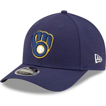 Cappello curvo blu marino snapback 9FORTY M-Crown Player Replica dei Milwaukee Brewers MLB di New Era
