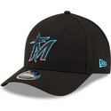 casquette-courbee-noire-snapback-9forty-m-crown-player-replica-miami-marlins-mlb-new-era