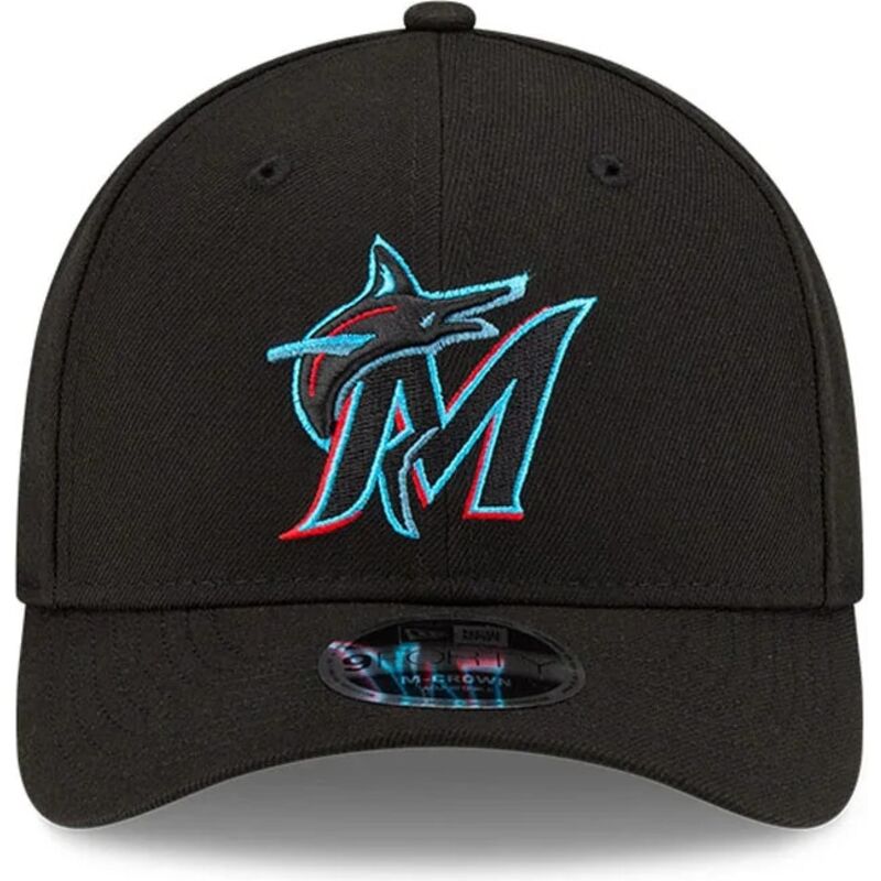 casquette-courbee-noire-snapback-9forty-m-crown-player-replica-miami-marlins-mlb-new-era