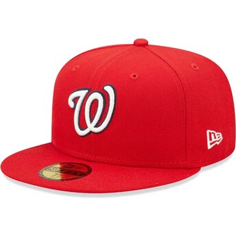 Mützen flach rot angepasst 59FIFTY AC Perf der Washington Nationals MLB von New Era