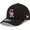 casquette-courbee-noire-snapback-avec-logo-violet-9forty-m-crown-player-replica-colorado-rockies-mlb-new-era