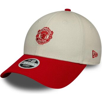 Mützen gebogen beige verstellbares band 9FORTY Contrast der Manchester United Football Club Premier League von New Era