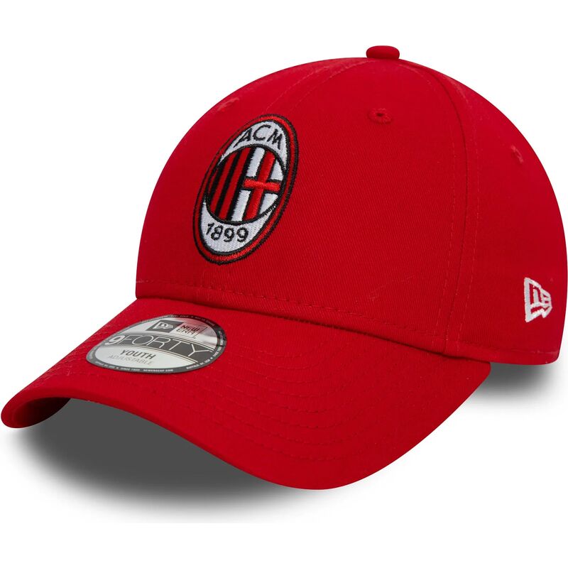 casquette-courbee-rouge-ajustable-pour-enfant-9forty-core-ac-milan-serie-a-new-era