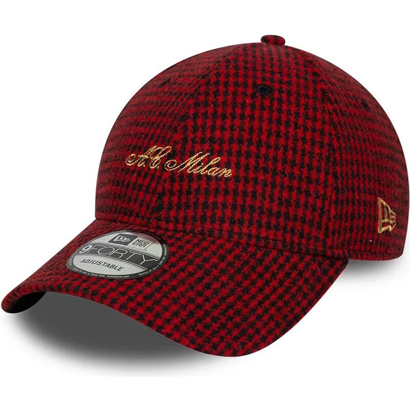 cappello-curvo-rosso-cinghia-regolabile-9forty-houndstooth-dei-ac-milan-serie-a-di-new-era cappello-curvo-rosso-cinghia-regolabile-9forty-houndstooth-dei-ac-milan-serie-a-di-new-era