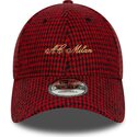 cappello-curvo-rosso-cinghia-regolabile-9forty-houndstooth-dei-ac-milan-serie-a-di-new-era