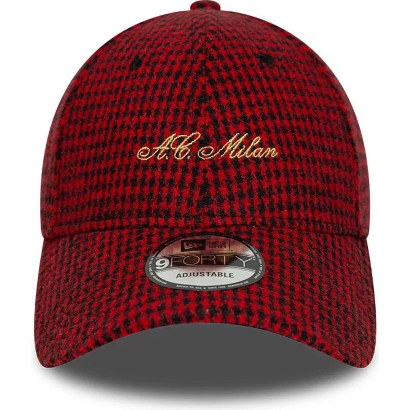cappello-curvo-rosso-cinghia-regolabile-9forty-houndstooth-dei-ac-milan-serie-a-di-new-era cappello-curvo-rosso-cinghia-regolabile-9forty-houndstooth-dei-ac-milan-serie-a-di-new-era