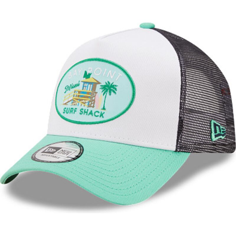 casquette-trucker-verte-et-blanche-a-frame-location-miami-new-era casquette-trucker-verte-et-blanche-a-frame-location-miami-new-era