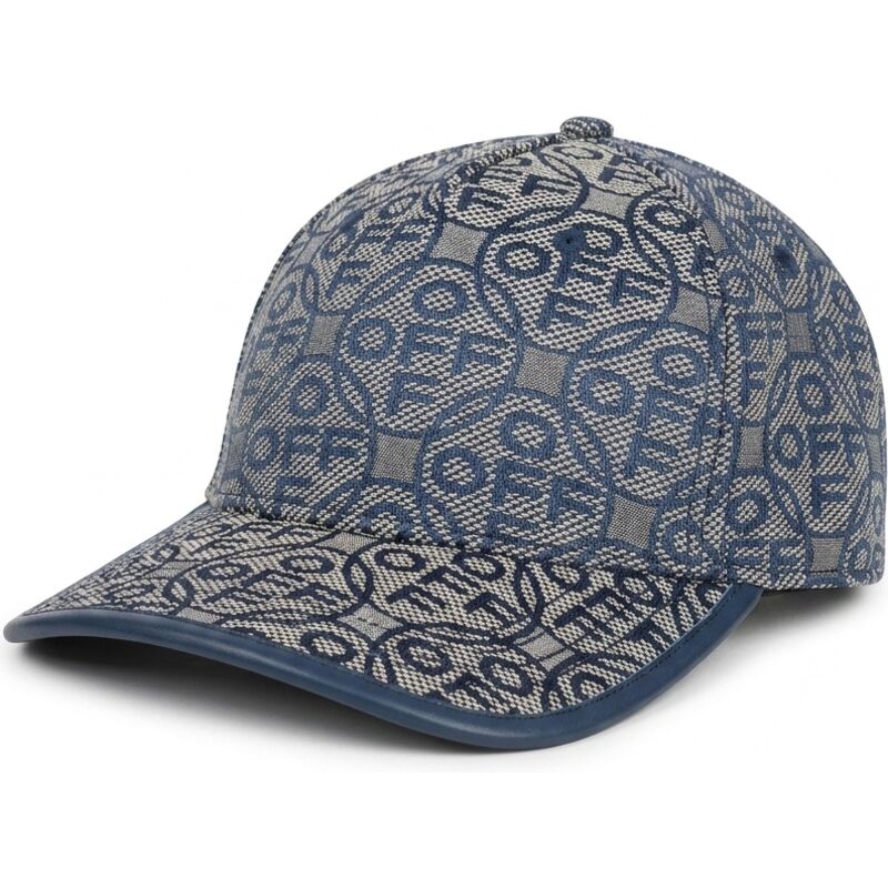 cappello-curvo-blu-marino-cinghia-regolabile-off-jacquard-canvas-di-l-ab-c-o-off-white cappello-curvo-blu-marino-cinghia-regolabile-off-jacquard-canvas-di-l-ab-c-o-off-white