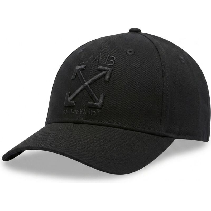 cappello-curvo-nero-cinghia-regolabile-clamp-arrows-twill-di-l-ab-c-o-off-white cappello-curvo-nero-cinghia-regolabile-clamp-arrows-twill-di-l-ab-c-o-off-white