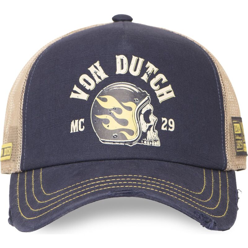 cappellino-trucker-blu-marino-e-beige-crew30-di-von-dutch cappellino-trucker-blu-marino-e-beige-crew30-di-von-dutch