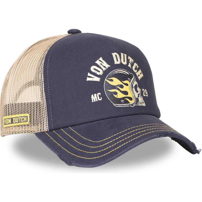 cappellino-trucker-blu-marino-e-beige-crew30-di-von-dutch cappellino-trucker-blu-marino-e-beige-crew30-di-von-dutch