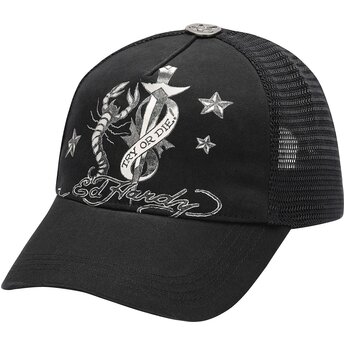 Cappello curvo nero snapback Dagger Scorpion di Ed Hardy