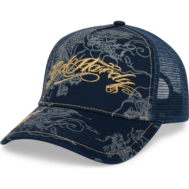 casquette-trucker-bleue-marine-outline-dragons-ed-hardy casquette-trucker-bleue-marine-outline-dragons-ed-hardy