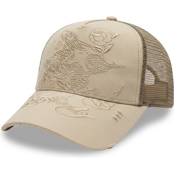 Mützen gebogen khaki snapback Outline von Ed Hardy