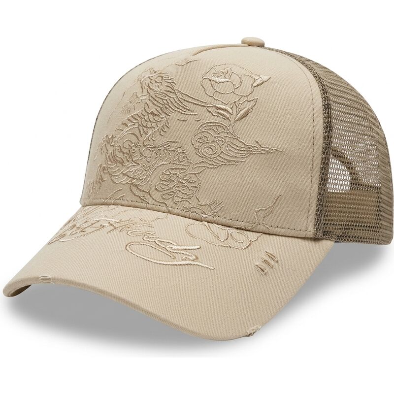 casquette-trucker-khaki-outline-dragon-ed-hardy casquette-trucker-khaki-outline-dragon-ed-hardy