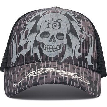 Casquette trucker noire 13 Skull Ed Hardy